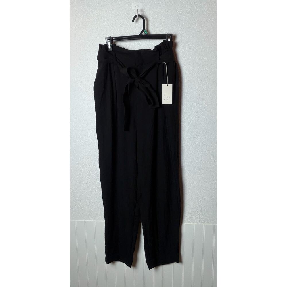 A New Day Tie Front Pants Large Black Paperbag High Waist - Picture 2 of 4
